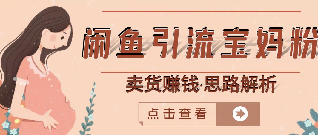 闲鱼引流宝妈粉+卖货赚钱一个月收益30000+（实操视频教程）| 网创圈