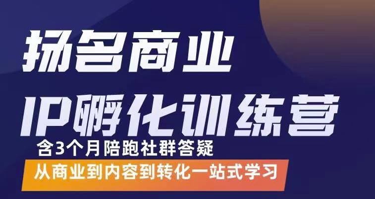 杨名商业IP孵化训练营，从商业到内容到转化一站式学 价值5980元| 副业网