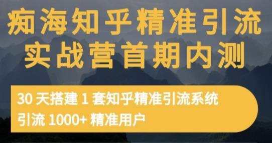 痴海知乎精准引流实战营1-2期，30天搭建1套知乎精准引流系统，引流1000+精准用户| 副业网