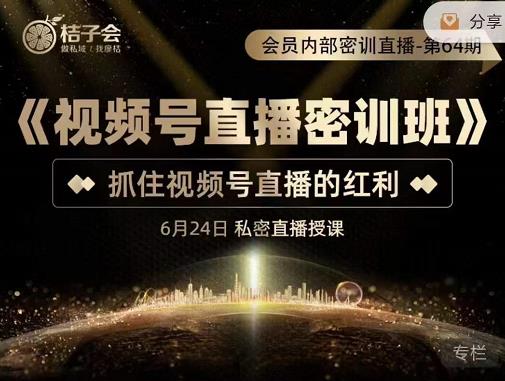 桔子会《视频号直播密训班》，抓住视频号直播的红利 价值12800| 网创圈