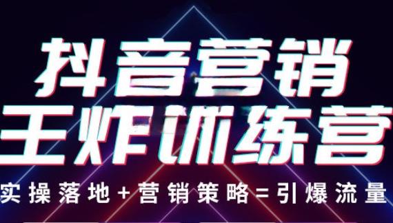 抖音营销王炸训练营，实操落地+营销策略=引爆流量（价值8960元）| 网创圈