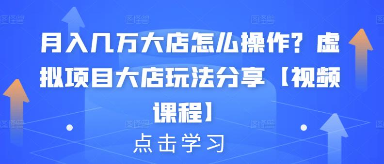 月入几万大店怎么操作？虚拟项目大店玩法分享【视频课程】| 网创圈