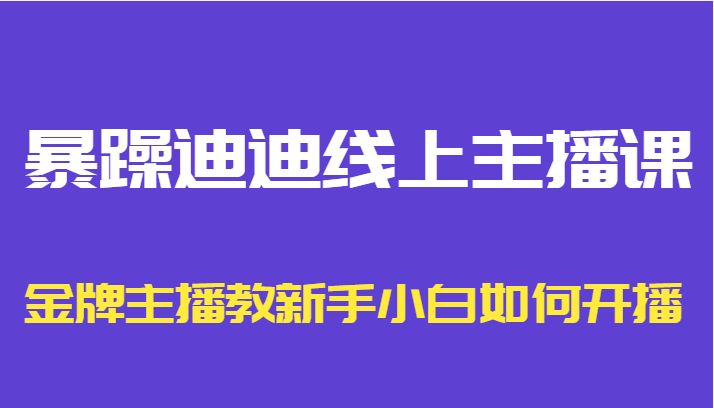 暴躁迪迪线上主播课，金牌主播教新手小白如何开播| 网创圈