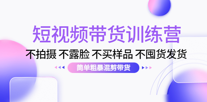 短视频带货训练营：不拍摄 不露脸 不买样品 不囤货发货 简单粗暴混剪带货（第三期）| 网创圈