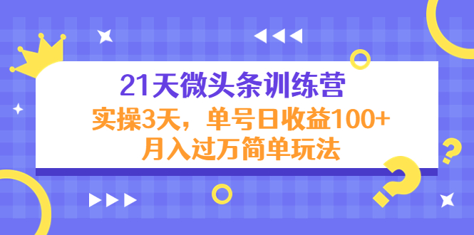 21天微头条训练营，实操3天，单号日收益100+月入过万简单玩法| 网创圈
