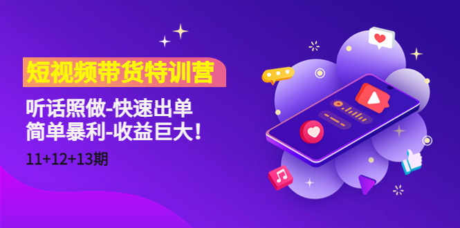 短视频带货特训营（11+12+13期）听话照做-快速出单-简单暴利-收益巨大！| 网创圈