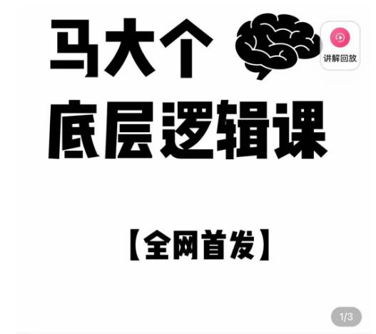 马大个·底层逻辑课，51节底层逻辑智慧课-价值1980元| 网创圈