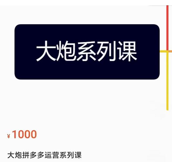 大炮拼多多运营系列课，各类​玩法合集，拼多多运营玩法实操| 网创圈