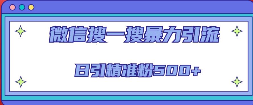 微信搜一搜引流全系列课程，日引精准粉500+（8节课）| 网创圈