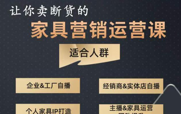 让你卖断货的家具营销运营课，打造高销量家具账号（短视频+直播+人物IP）| 网创圈