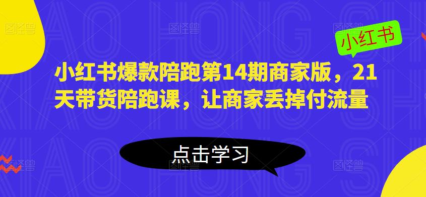 小红书爆款陪跑第14期商家版，21天带货陪跑课，让商家丢掉付流量| 网创圈