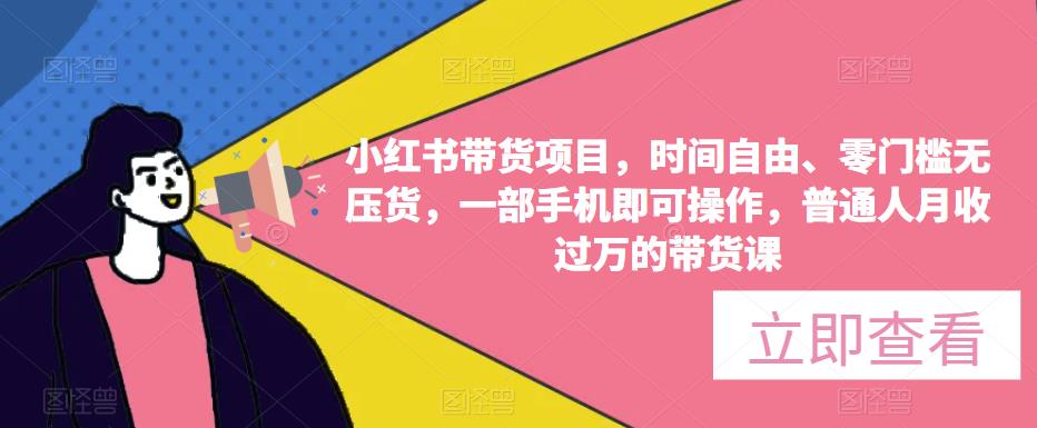 小红书带货项目，时间自由、零门槛无压货，一部手机即可操作，普通人月收过万的带货课| 网创圈