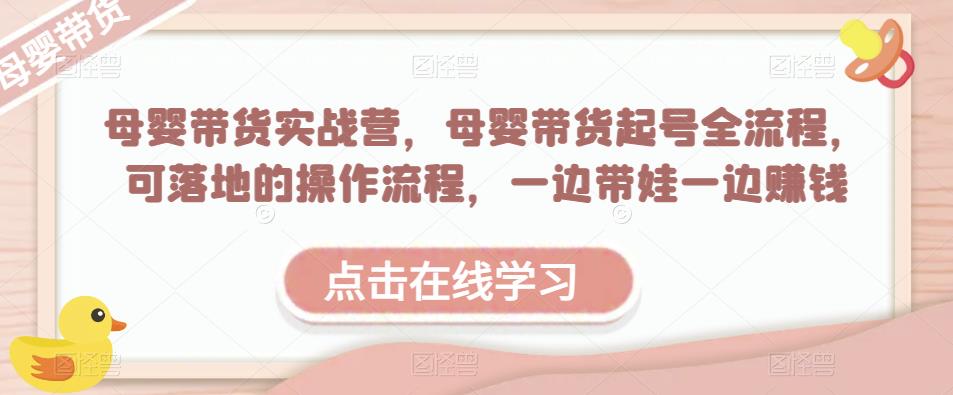 母婴带货实战营，母婴带货起号全流程，可落地的操作流程，一边带娃一边赚钱（附素材）| 网创圈