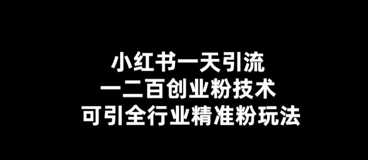 小红书一天引流一二百创业粉技术，可引全行业精准粉玩法【仅揭秘】| 网创圈