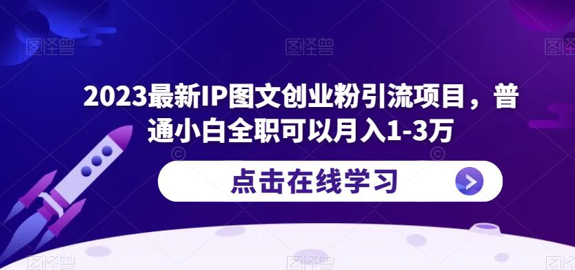 2023最新IP图文创业粉引流项目，普通小白全职可以月入1-3万| 网创圈