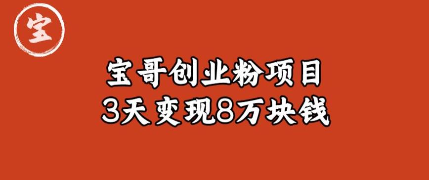 宝哥IP图文创业粉引流项目实战分享：单个账号3天涨粉1万，变现8万块钱（图文教程）【揭秘】| 网创圈