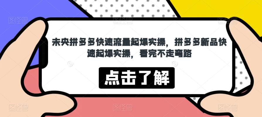 未央拼多多快速流量起爆实操，拼多多新品快速起爆实操，看完不走弯路| 网创圈