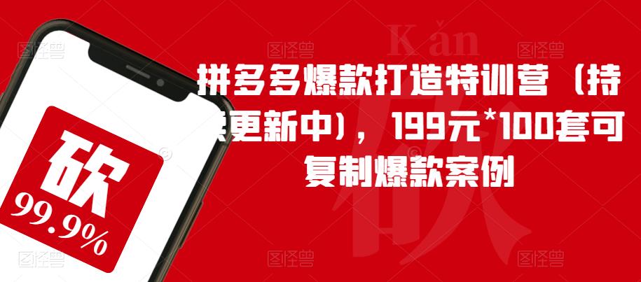 拼多多爆款打造特训营（持续更新中)，199元*100套可复制爆款案例| 副业网