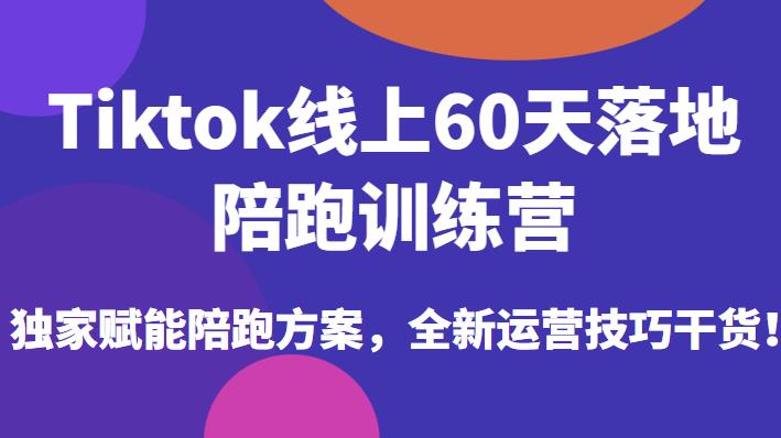Tiktok线上60天落地陪跑训练营，独家赋能陪跑方案，全新运营技巧干货| 副业网