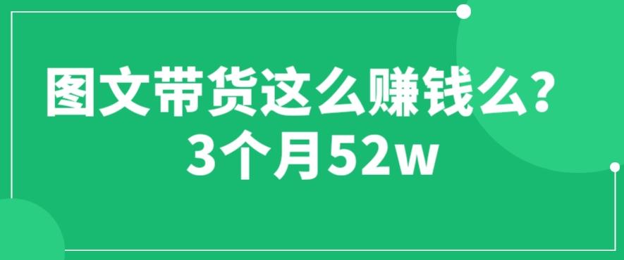 图文带货这么赚钱么? 3个月52W 图文带货运营加强课【揭秘】| 网创圈