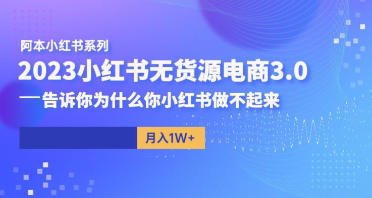 阿本小红书无货源电商3.0，告诉你为什么你小红书做不起来| 网创圈