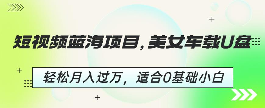 短视频蓝海项目，美女车载U盘，轻松月入过万，适合0基础小白【揭秘】| 网创圈