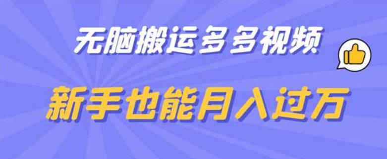 无脑搬运多多视频，新手也能月入过万【揭秘】| 网创圈