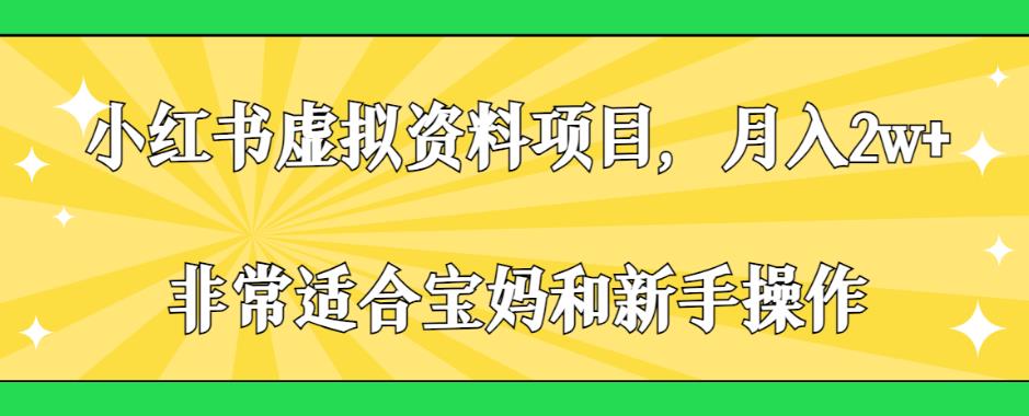 小红书虚拟资料项目，月入2w+，非常适合宝妈和新手操作【揭秘】| 网创圈
