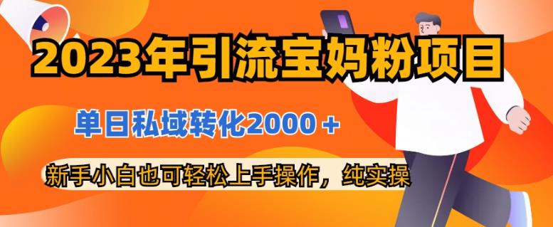 2023年引流宝妈粉项目，单日私域转化2000＋，新手小白也可轻松上手操作，纯实操| 网创圈