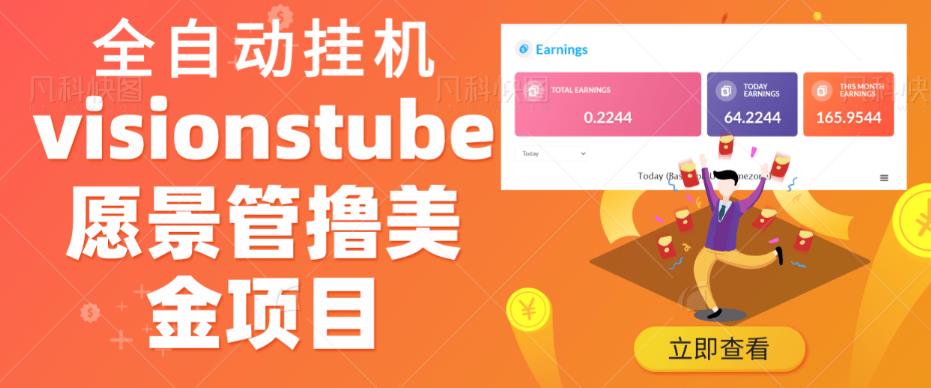 外面收费几千上万的visionstube愿景管撸美金项目，单日收益30-50美金+工作室可批量多开搞| 网创圈