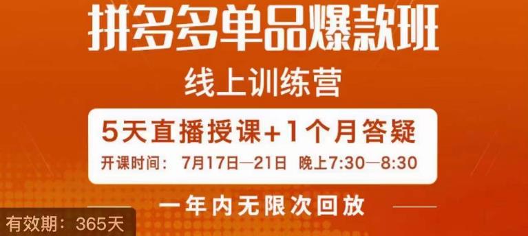 钟辰·拼多多单品爆款班，一个拼多多超级爆款养一个团队| 网创圈