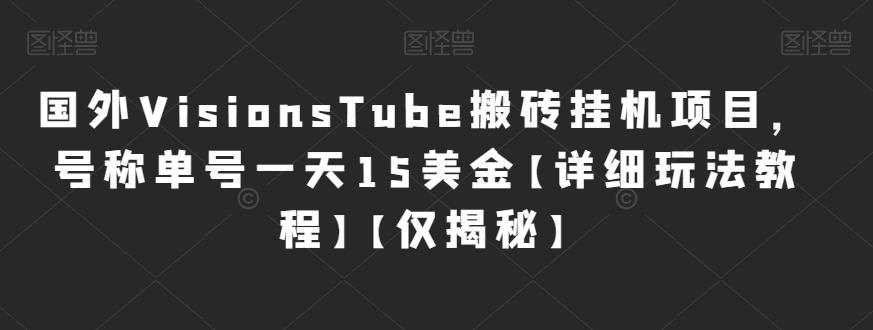 国外VisionsTube搬砖挂机项目，号称单号一天15美金【详细玩法教程】【仅揭秘】| 网创圈