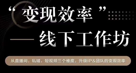 变现效率线下工作坊，从‮播直‬间、私域、‮视短‬频‮个三‬维度，升级IP和团队变现效率| 网创圈
