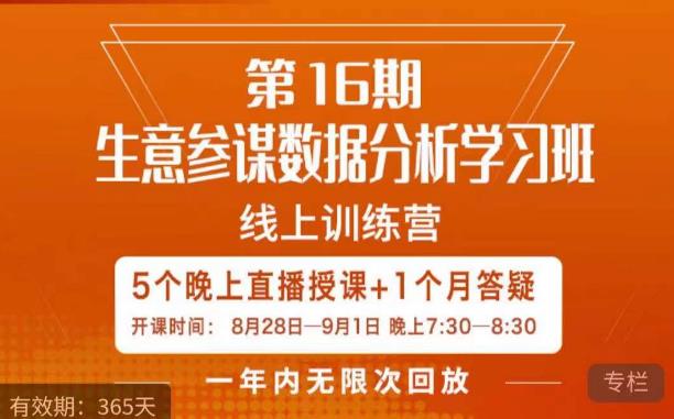 宁静·生意参谋数据分析学习班，解决商家4大痛点，学会分析数据，打造爆款！| 网创圈