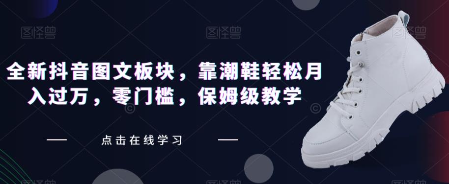 全新抖音图文板块，靠潮鞋轻松月入过万，零门槛，保姆级教学【揭秘】| 网创圈