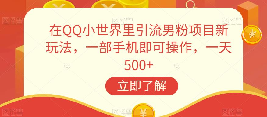 在QQ小世界里引流男粉项目新玩法，一部手机即可操作，一天500+【揭秘】| 网创圈