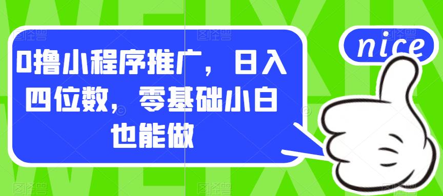 0撸小程序推广，日入四位数，零基础小白也能做【揭秘】| 网创圈