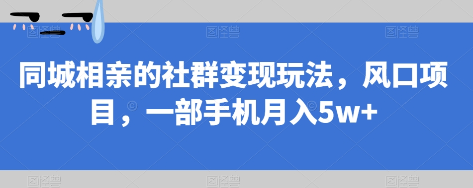 同城相亲的社群变现玩法，风口项目，一部手机月入5w+【揭秘】| 网创圈