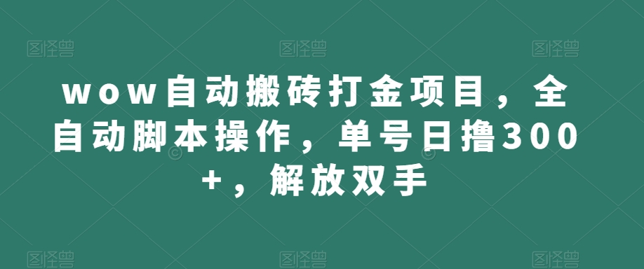 wow自动搬砖打金项目，全自动脚本操作，单号日撸300+，解放双手【揭秘】| 网创圈