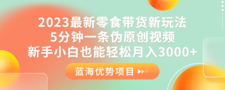 2023最新零食带货新玩法，5分钟一条伪原创视频，新手小白也能轻松月入3000+【揭秘】| 网创圈