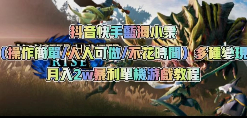 抖音快手蓝海小众（操作简单人人可做不花时间）多种变现月入2w＋暴利单机游戏教程| 网创圈