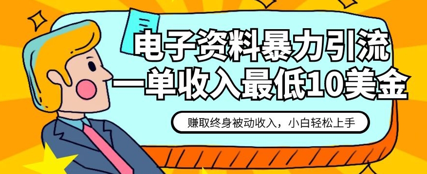 电子资料暴力引流，一单最低10美金，赚取终身被动收入，保姆级教程【揭秘】| 网创圈