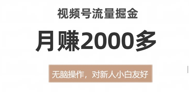 视频号流量掘金，无脑操作，对新人小白友好，月赚2000多【揭秘】| 网创圈