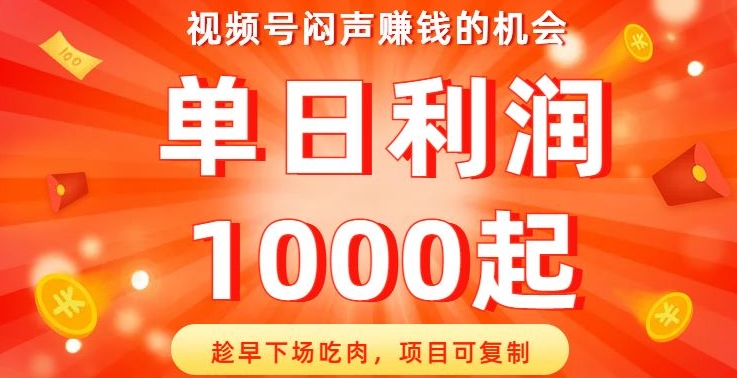 视频号闷声赚钱的机会，趁早下场吃肉，项目可复制，单日利润1000起【揭秘】| 网创圈