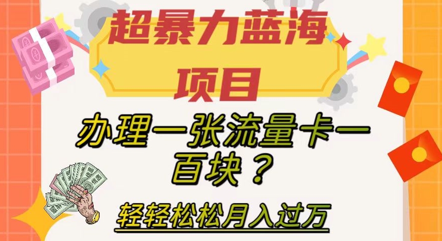 超暴力蓝海项目，办理一张流量卡一百块？轻轻松松月入过万，保姆级教程【揭秘】| 网创圈