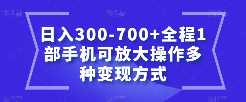 日入300-700+全程1部手机可放大操作多种变现方式【揭秘】| 副业网