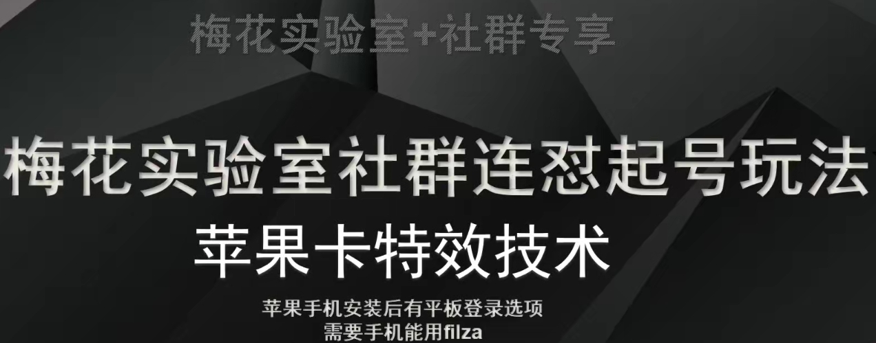 梅花实验室社群视频号连怼起号玩法，最新苹果卡特效技术| 网创圈