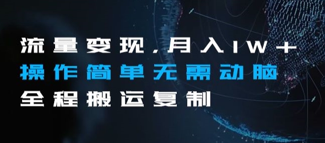 流量变现，月入1W+操作简单无需动脑全程搬运复制【揭秘】| 网创圈