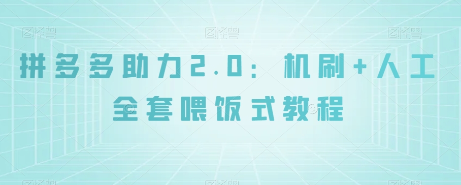 拼多多助力2.0：机刷+人工全套喂饭式教程【揭秘】| 网创圈