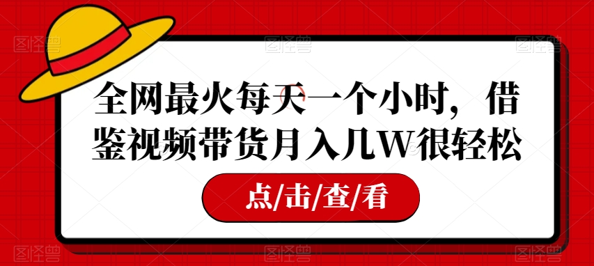 全网最火每天一个小时，借鉴视频带货月入几W很轻松【揭秘】| 网创圈